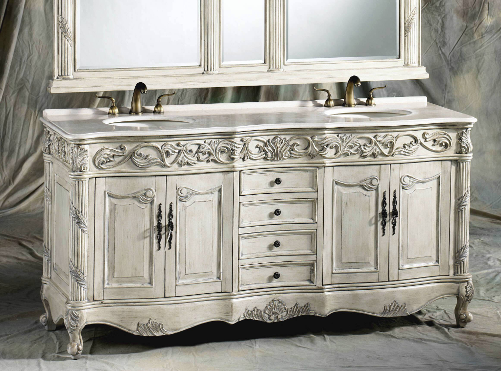 Victorian Style White Bathroom Double Vanity